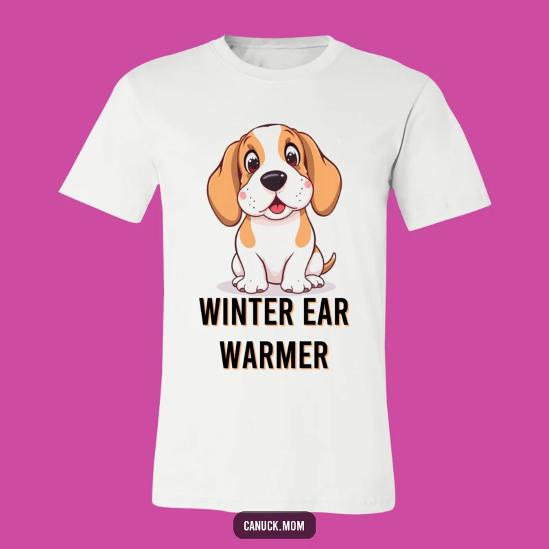 Funny Basset Hound T-Shirt: Snowflakes & Earmuffs - Hilarious Winter Wear