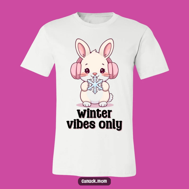 Funny Snow Bunny T-Shirt: Cozy Rabbit Wearing Ear Muffs Winter Tee