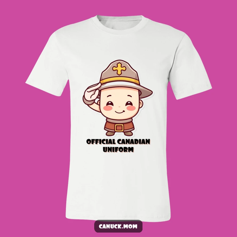 Funny Mountie Hat T-Shirt: Brave Saluting Smile for Ultimate Casual Comfort