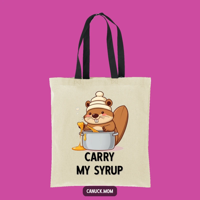 Funny Beaver Maple Syrup Tote: Canadian Chef Bag Gift