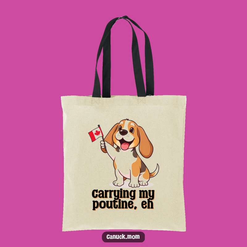 Funny Basset Hound Canadian Flag Tote Bag - Whimsical Patriotic Carry-All