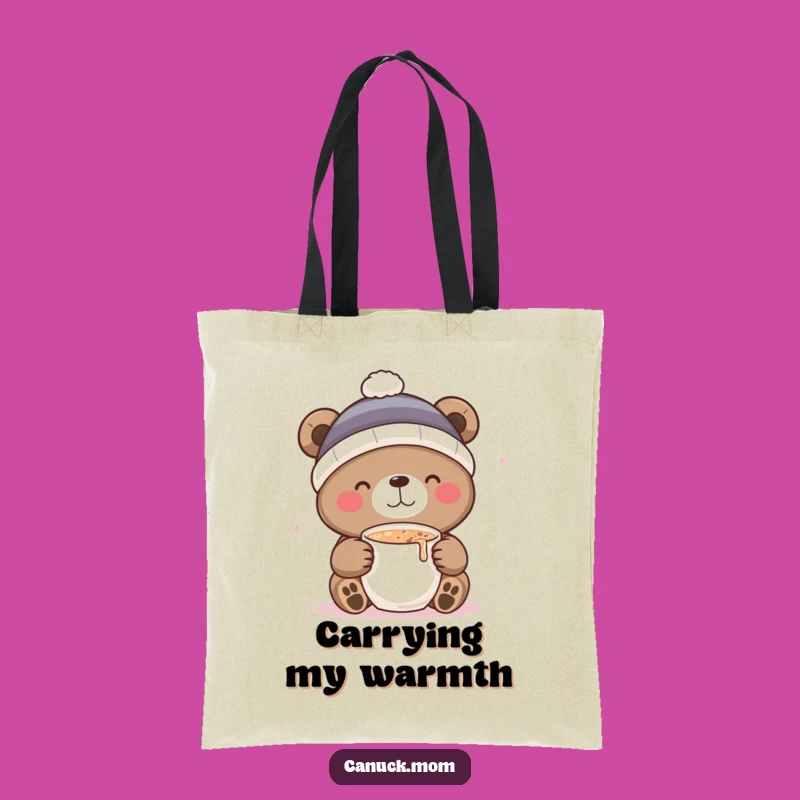 Funny Bear Cocoa Tote Bag: Carry Your Essentials with Winter Delight - Funny Gift