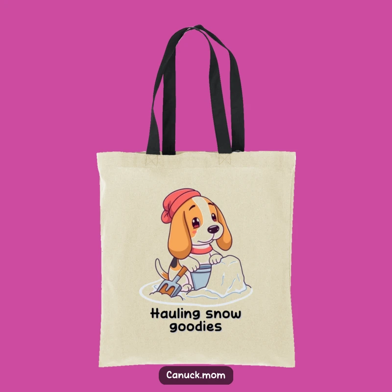 Funny Basset Hound Snow Fort Tote Bag - Winter Builder Dog, Great Snowy Funny Gift