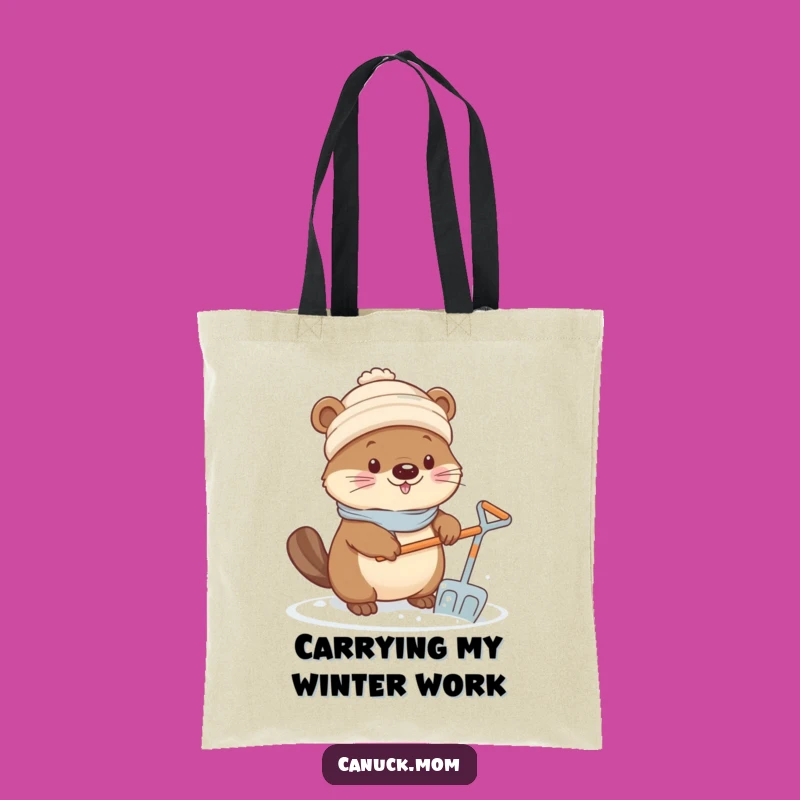 Funny Kawaii Beaver Tote Bag - Snow Shoveler, Practical Funny Gift for Winter Errands