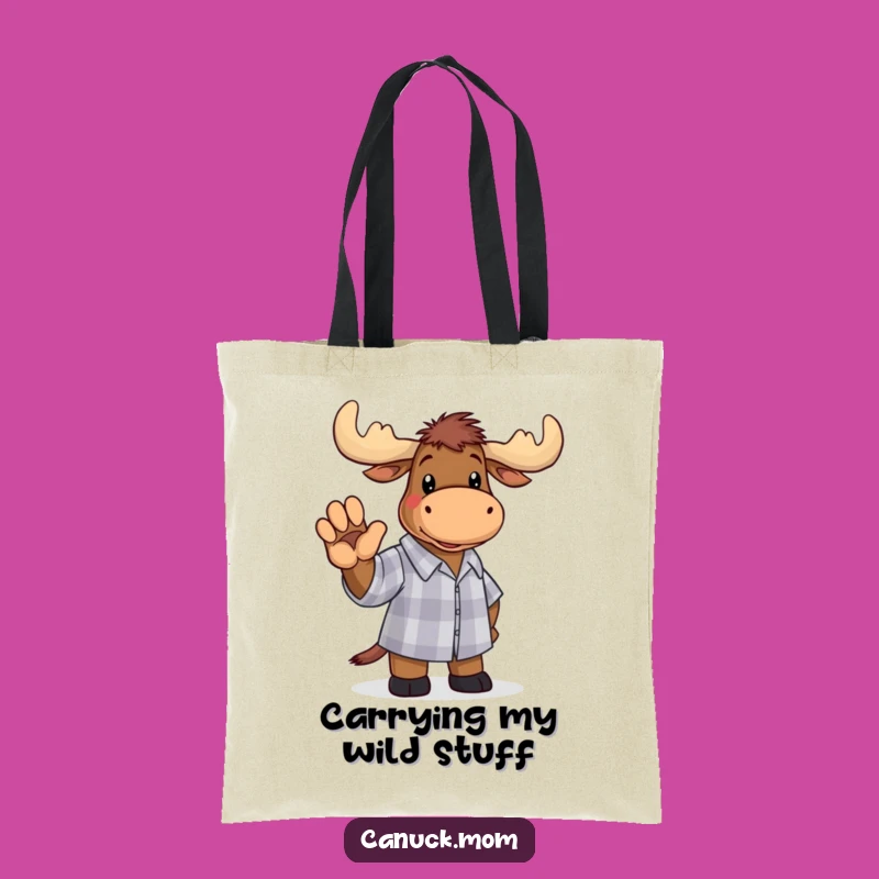 Funny Moose Checkered Shirt Tote Bag: Stylish Woodland Humor Carryall