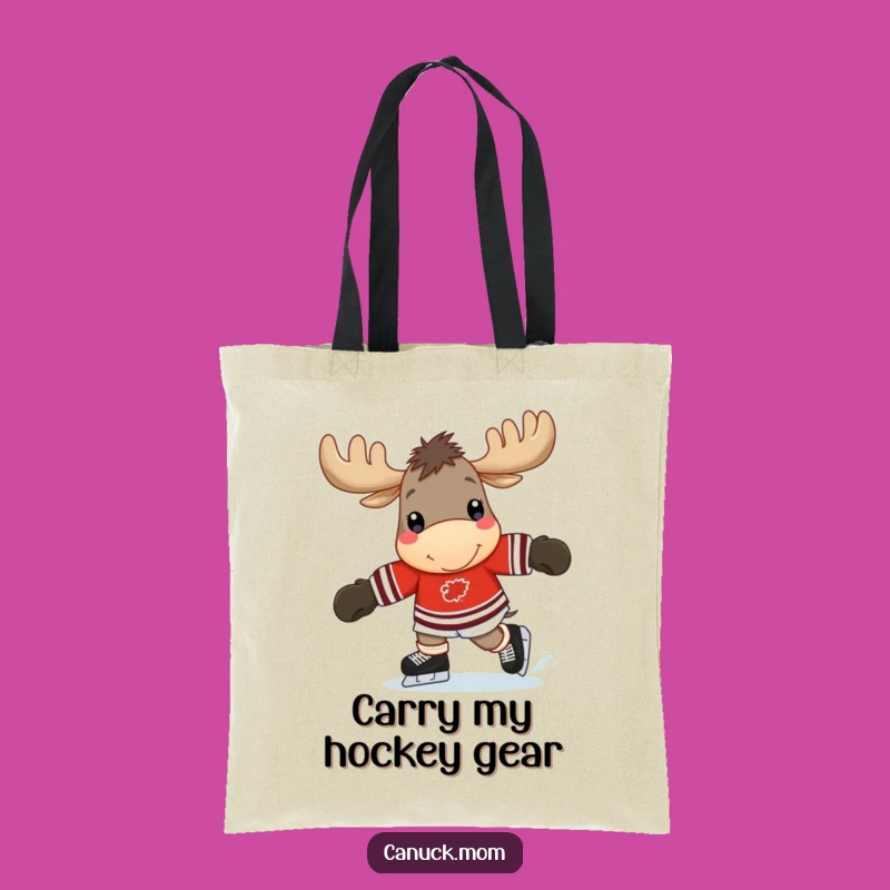 Funny Moose Hockey Tote Bag: Cheerful Skater, Practical Sports Gift