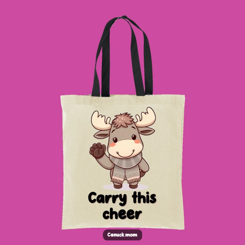 Funny Moose Scarf Tote Bag - Cheerful Waving Companion, Ideal Winter Funny Gift