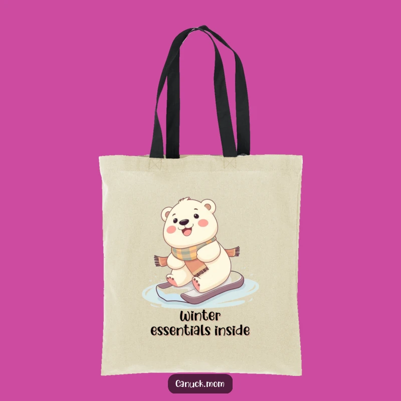 Funny Kawaii Polar Bear Sliding Tote Bag - Carry Your Winter Cheer!